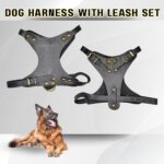 Handcrafted Leather Dog Harness with Leash – Genuine Cowhide for Pitbulls & Large Breeds