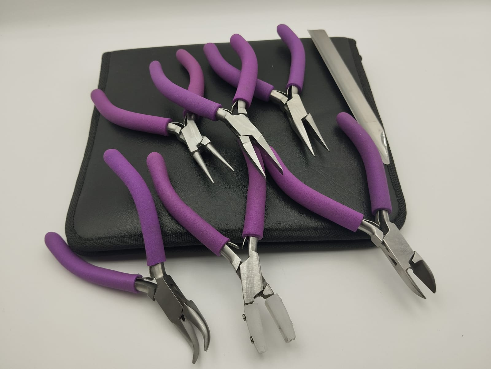 Jewelry Pliers Kit – 7 Essential Tools with Black Pouch | Includes Side Cutter, Nylon Jaw, Scoop & Specialty Pliers