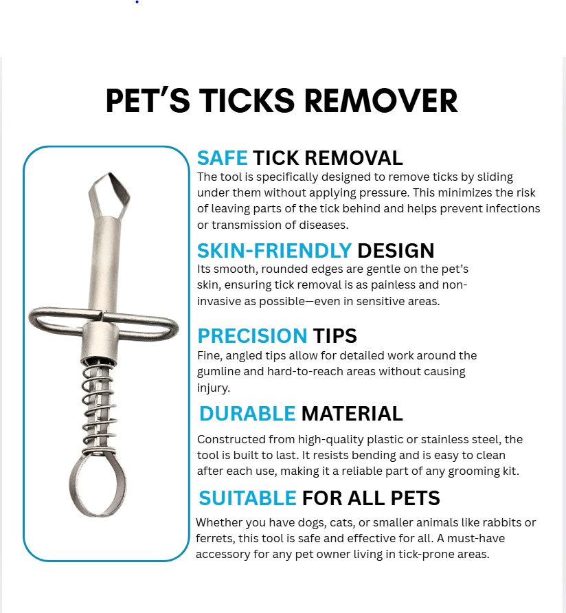 Pet Tick Remover Tool – Safe & Gentle Stainless Steel Tick Extractor for Dogs, Cats & Small Animals | Skin-Friendly Loop Design