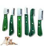 Pet Grooming Knife Set – Perfect for Your Pets Hair Care | 6 PCS Stainless Steel Tools with Green Wooden Handle