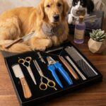 Dog Grooming Kit – Stripping Knife, Scissors, Nail Clipper, Tick Remover, Dematting Rake, Comb & Nail File | Complete Pet Care Gift Box