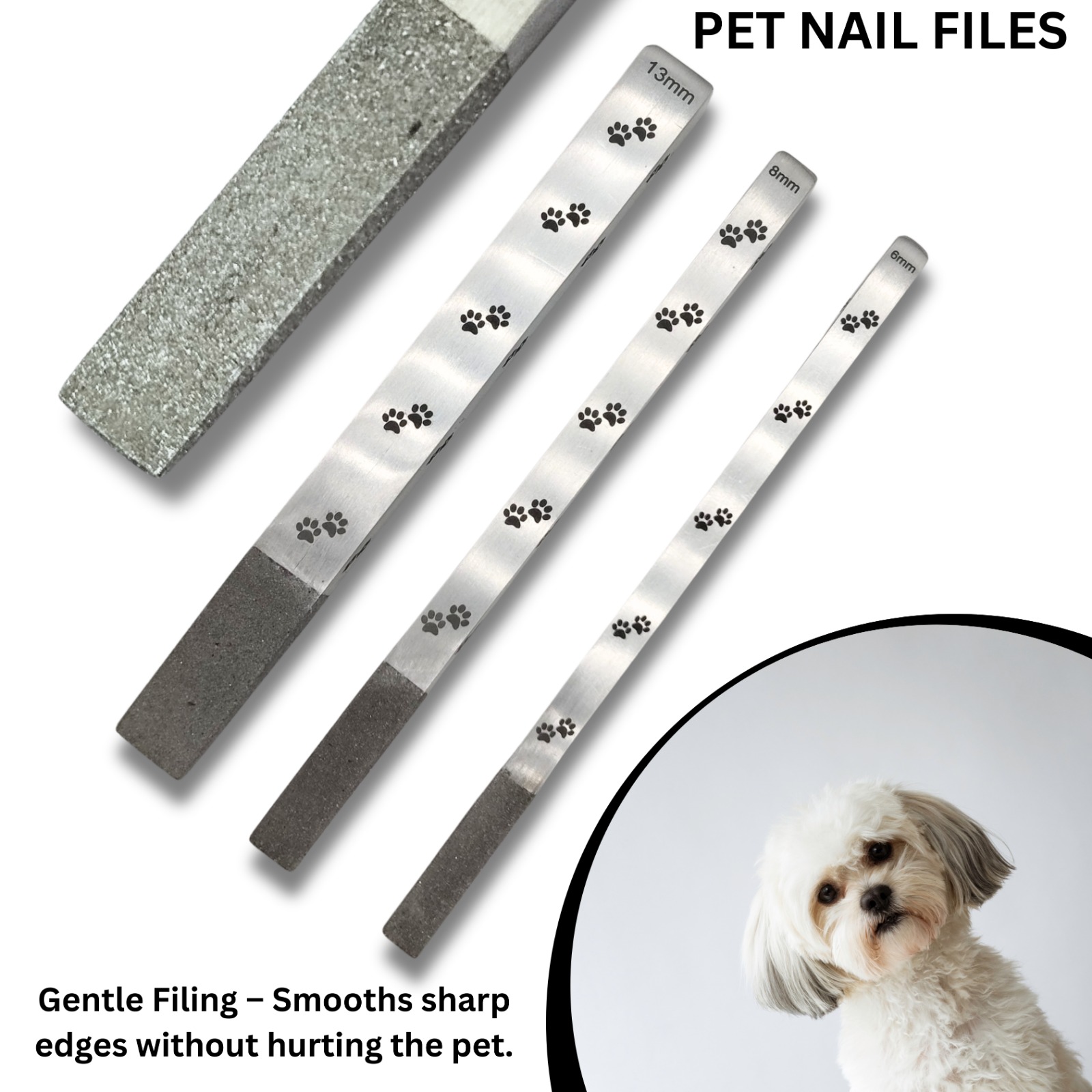 Stripping Metal Stones & Nail File – 13mm, 8mm, 6mm for Dogs, Cats & Pets